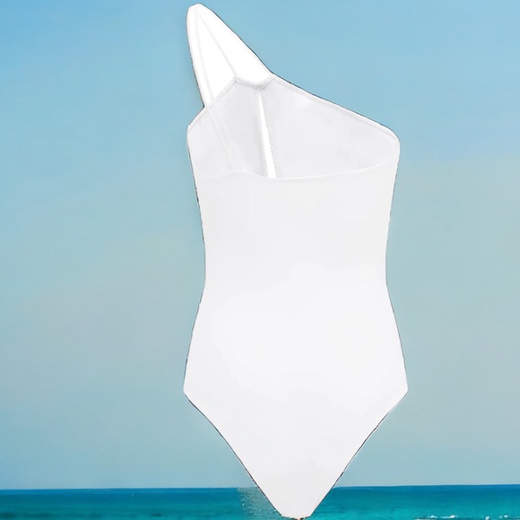 New EVARAE Free People Textured Rizo 4 & 6 White One Shoulder 1Pc Maillot Italy - Picture 7 of 11